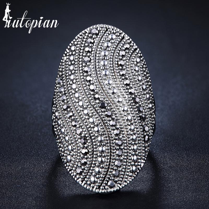 

Wedding Rings Iutopian Brand Arrival Unique Design Anti Allergy Oval Shape Ripple Ring With CZ Fashion Jewelry #R4280