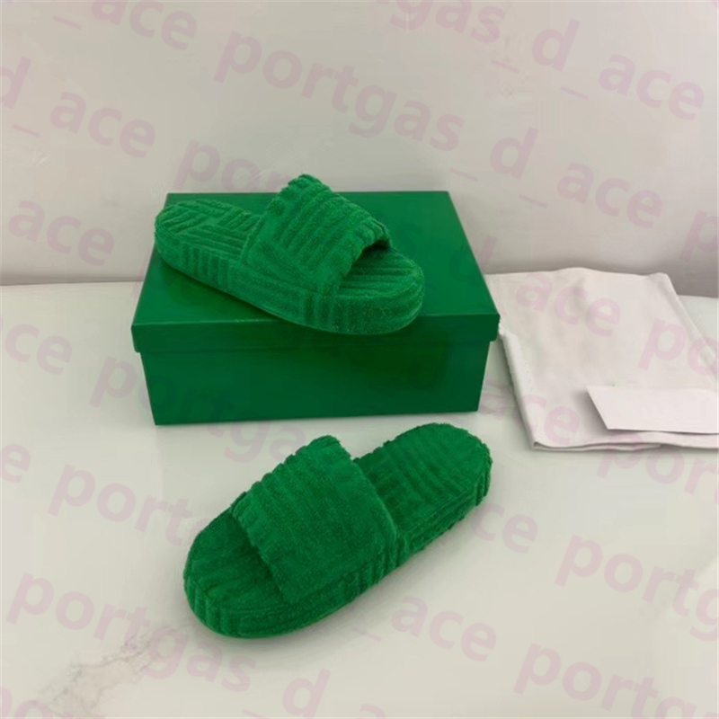 

Vintage Towel Jacquard Slippers Autumn Green Platform Slide Sandals New Arrival Trendy Home Hotel Insoor Slipper Womens Wool Sliders