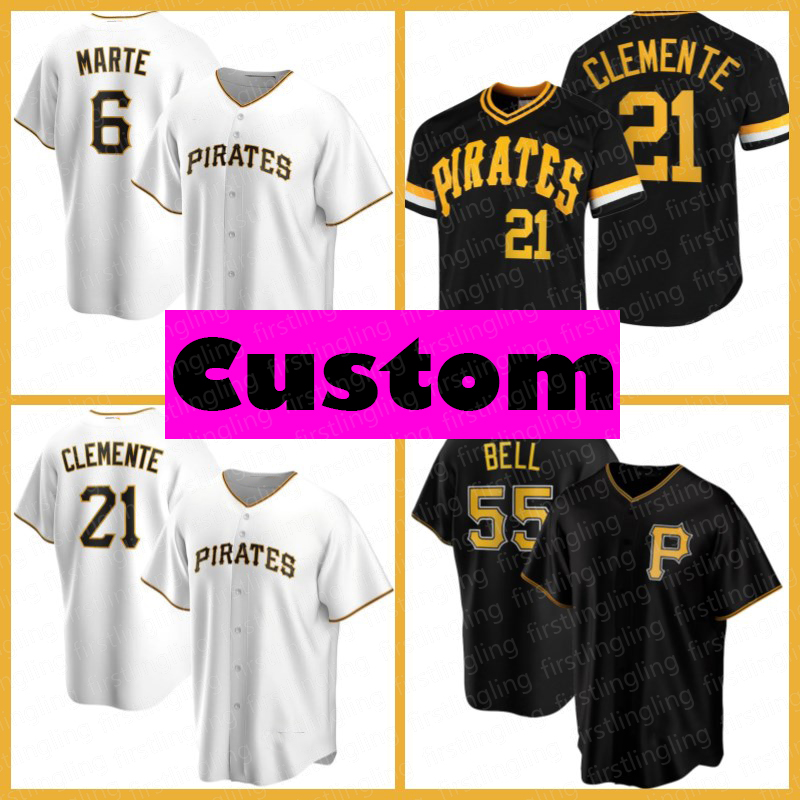 

Pirates Jerseys Pittsburgh 21 Roberto Clemente Starling Marte Adam Frazier 19 Colin Moran Jared Oliva Bryan Reynolds Mitch Keller Baseball, Blue;black
