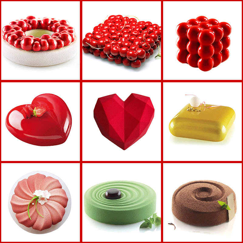 

Cake Decorating Mold 3D Silicone Molds Baking dish Tools For Heart Round Cakes Chocolate Brownie Mousse Make Dessert Pan