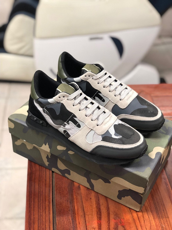 

Top Quality Womens Mens studded Camouflage Sneakers Studded Rockrunner Casual Trainers Walking Shoes Sneakers, 06