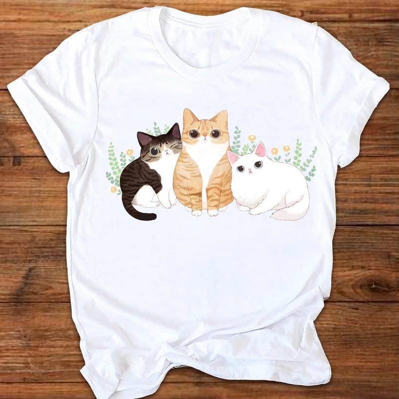 

Women's T-Shirt Women Graphic Cat Sweet Funny Cartoon Fashion 90s Ladies Printing Print Clothes Lady Tees Tops Female T Shirt Womens, Bvr22839