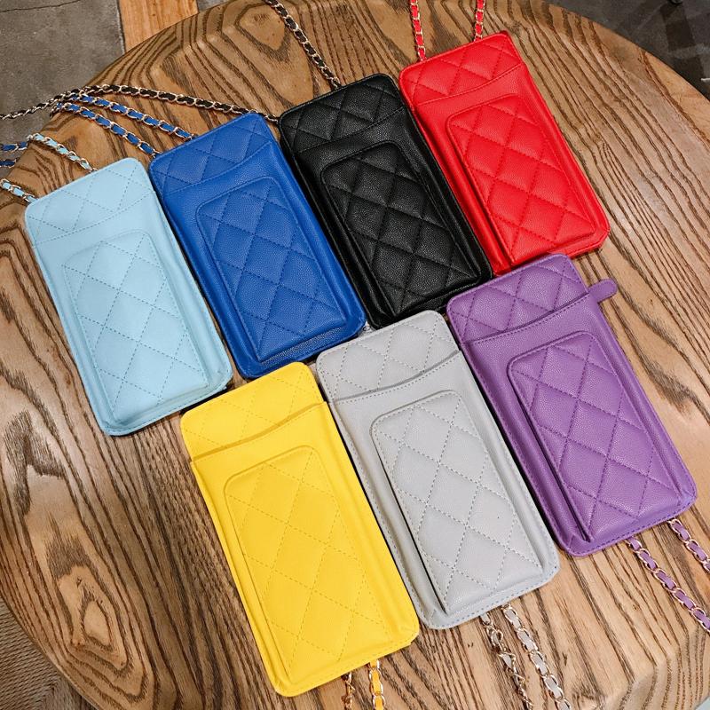 

Cell Phone Pouches C Handbag Mini Caviar Silver Chain Bag Gold Logo Card Wallet Purse Women Crossbody Cellphone Pouch For IPhon