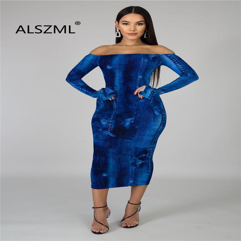 

Strapless Backless Long Sleeve Blue Tie-dye Skinny Dress Sexy Tight Club Party Lady Fashion Sheath Casual Dresses, Black;gray