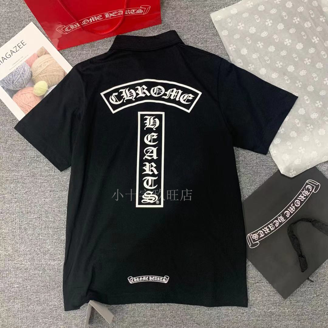 

2021 new fashion brand summer high end croxin Short Sleeve Black back letter Polo T-shirt for men and women, White;black