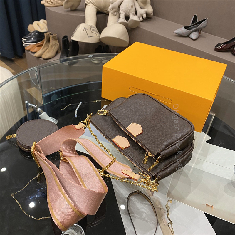 

2021 SS Women MULTI POCHETTE ACCESSOIRES bag Wallets & Holders lady Fashion Handbags Shoulder Bags clutch CrossBody Plain Three-in-one Cross Wallets Purse, Color q