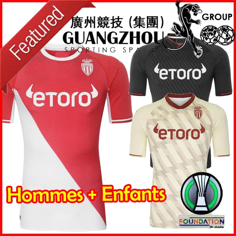 

2021 2022 Maillot de Foot AS Monaco Soccer Jersey VOLLAND BEN YEDDER Red Home Away Black Third 3rd Football Shirt Child Kids Kit & Men Tops, Home uel