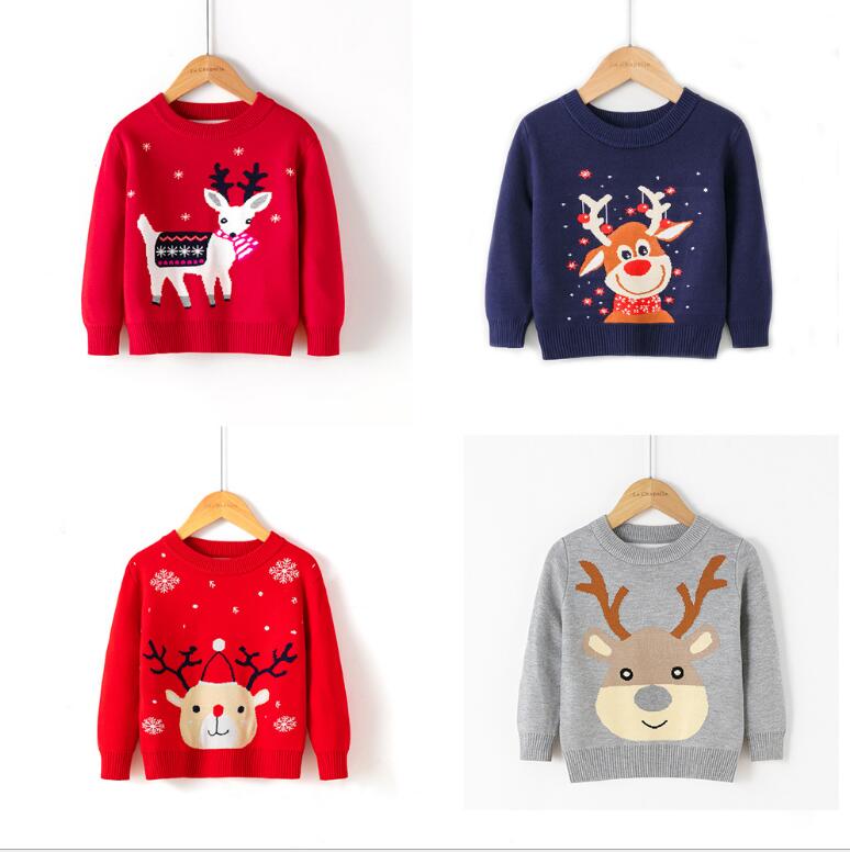 Boys Girls Sweaters New Autumn&Winter Children Pullover Clothing Outerwear Cute Christmas Deer Kids Knitwear For 2-6Y-image-404186012