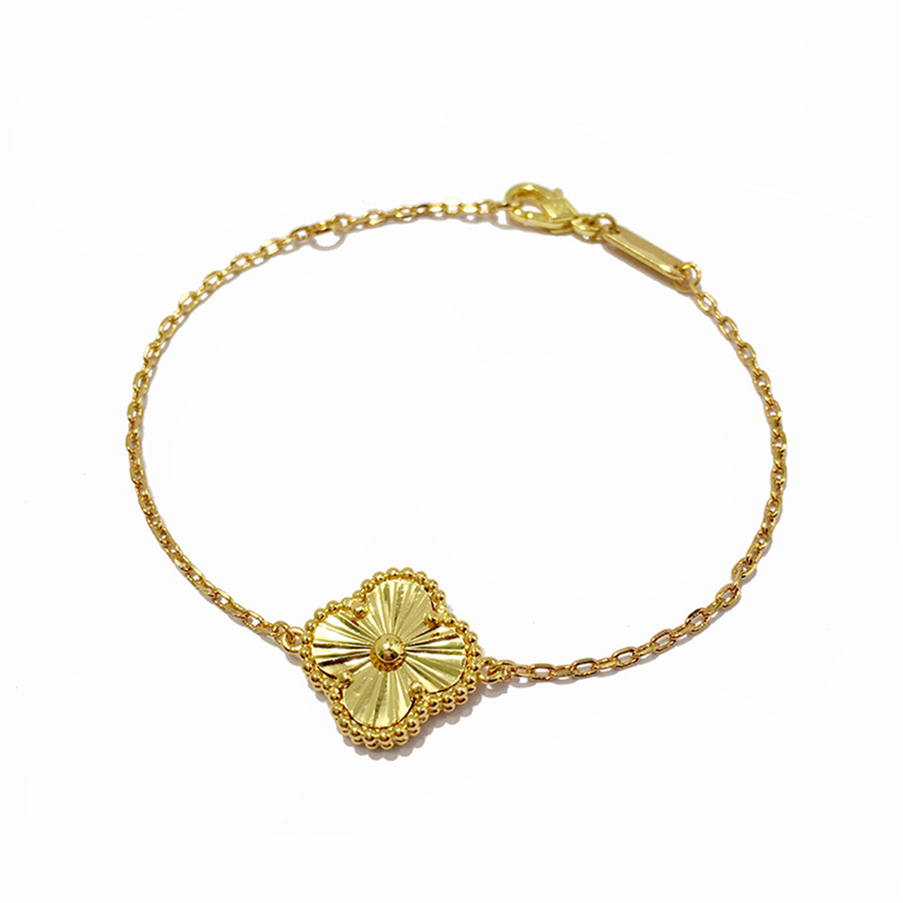 

Fashion Classic Agate Lucky 4/Four Leaf Clover Link Bracelets for 18K Plated Gold Women&Girls Gift with Jewelry, Black