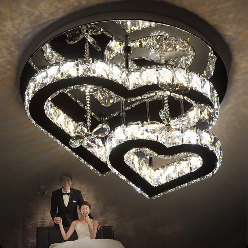 

Ceiling Lights Romantic Love Heart Shaped Crystal Indoor Lighting for Living Room Atmospheric Modern Minimalist LED Light Bright Fashional Lamps