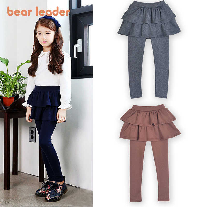 

Bear Leader Girl Leggings Korean version Spring Autumn Pants Kids Skirt Pants Solid Color Trousers Comfortable flexible Leggings 210708, Brown