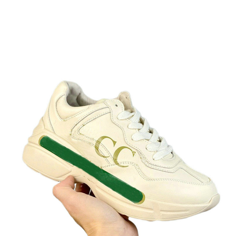 

Designer Rhyton Vintage Sneakers Men Women Casual Shoes Brand Platform Daddy Sneaker Chaussures Ladies Luxurys Runner Trainers, Beige