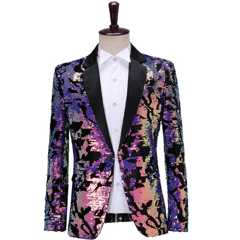

Men's Suits & Blazers Clothing Casual Sequin Coat Blazer Men Glitter Fit Dress Personal Street Stage Costumes Singers, As picture