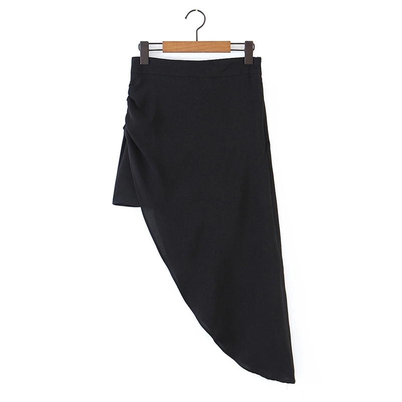 

women asymmetric skirt Fashion black styled summer skirts OL office Spring female 210524
