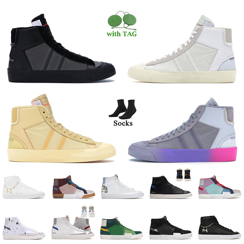 

New Blazer Mid 77 Vintage Fashion Platform Casual Shoes For Womens Mens White Grim Reaper All Hallows Eve Wolf Grey Serena Queen Mosaic Brow, White;red