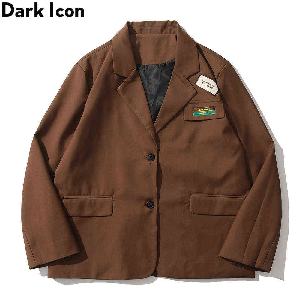 

Oversized Plain Suit Jacket Men Fashion Men's Jackets 210603, Brown