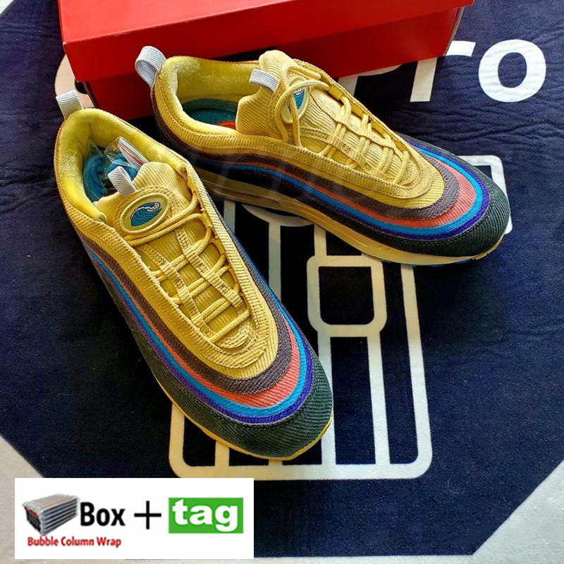 

With OG box SW Running Shoes Sean Wotherspoon Vivid Sulfur Multi Yellow Blue Hybrid trainers 2021 Men Women sneakers Size 36-45, Bubble wrap packagin