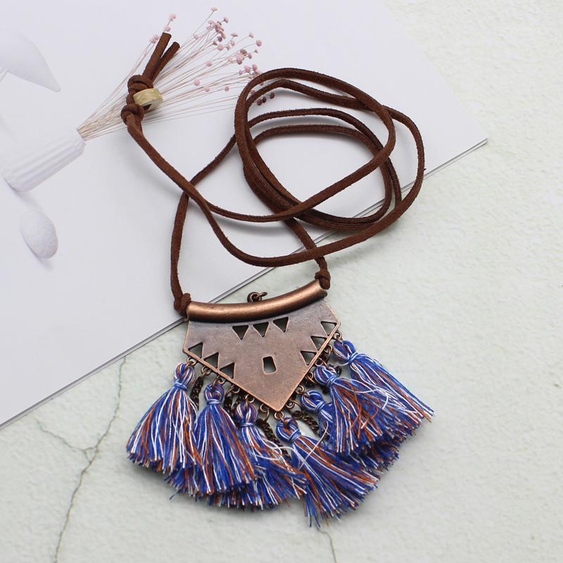 

Women's Geometry Triangle Necklaces Bohemia Multi Color Collision Tassel Necklace Sweater Chain Fringed Chokers Jewelry Chains