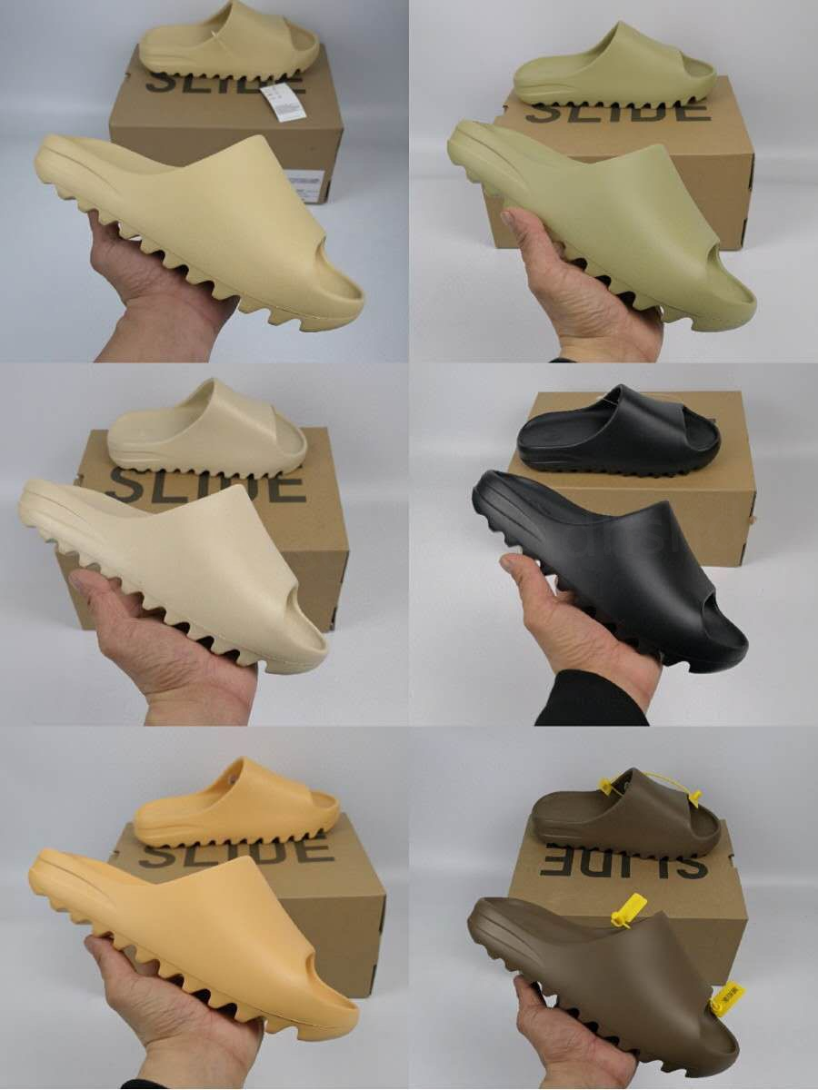 

Kanye Slides West bone resin desert sand Slippers black white red Slide earth brown MXT Moon Grey Foam Slipper men women mens sandals Soot Core Pure Enfora Graffiti fn, Pink