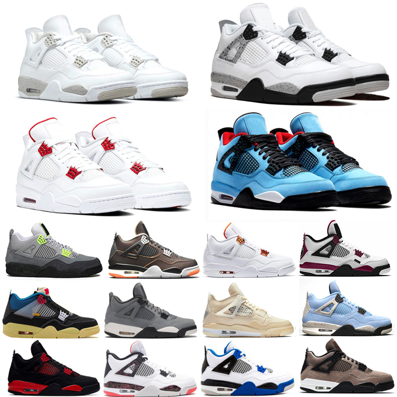 

Mens 4s Basketball Shoes for University Blue Bred Fire Red Metallic Starfish Cement White Oreo Taupe Haze cactus jack women Sports Trainers Sneakers size 5.5-13