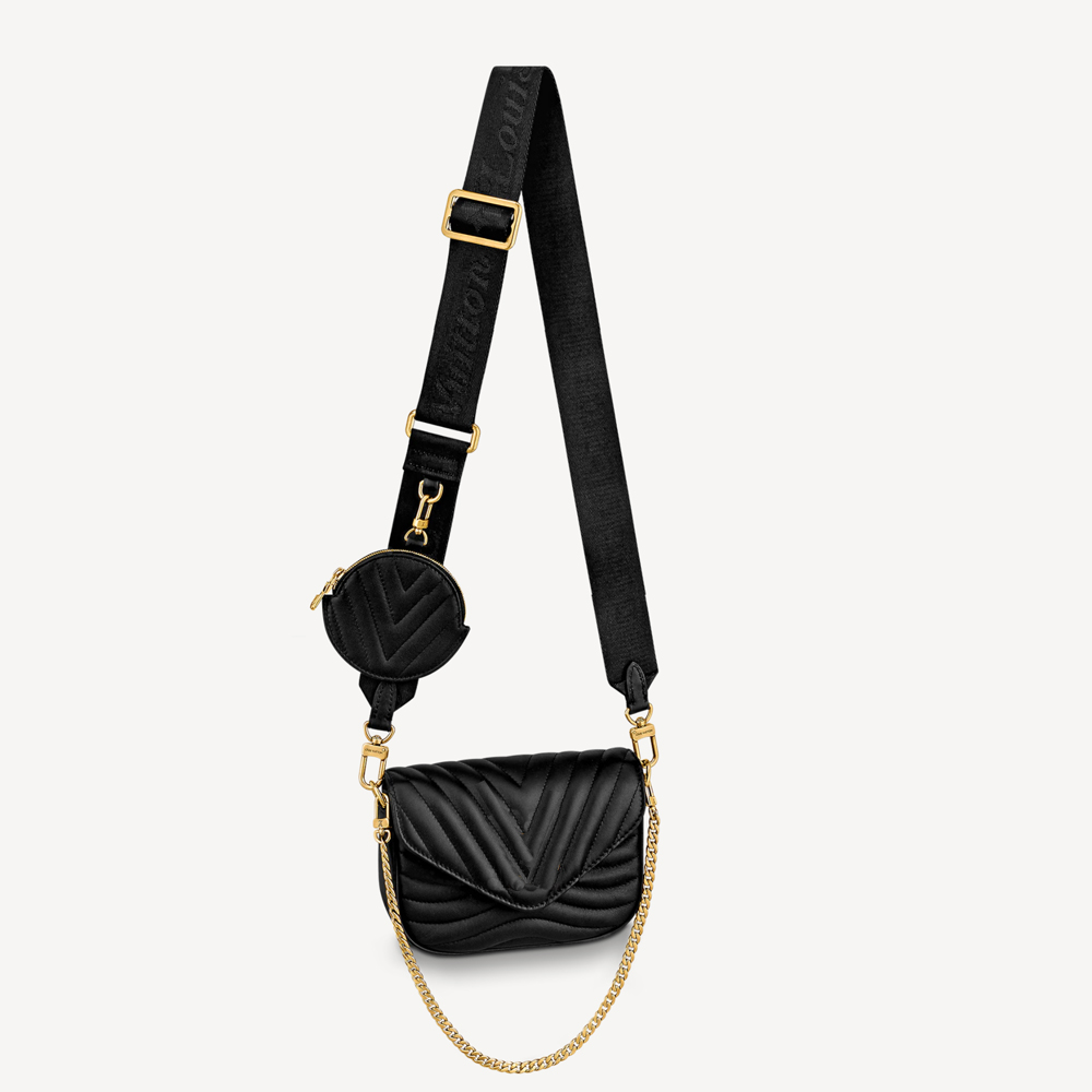 

New Wave Multi Cross Body Designer Women's Shoulder Bag Classic Fashionwith Coin Pouch Versatile Purse Tiny Handbags Embroidered Shoulder Strap,Leather M56461, Black
