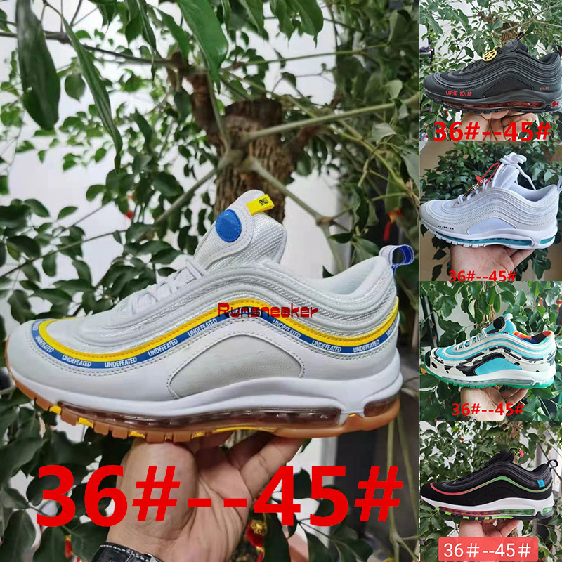 

Airmax Air Max 97 Running Shoes for Mens Womens 97s Mschf Lil Nas x Satan Luke Inri Jesus Vapormax White Ice Sean Wotherspoon Undefeated UNDFTD Trainers Sneakers, 43