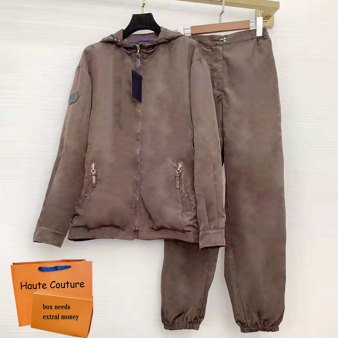

Fashion Women's Two Piece Pants Coat Classics Letter Print Women Tracksuits Soft Lightweight Jogging Sport Suits Breathable Waterproof, Brown
