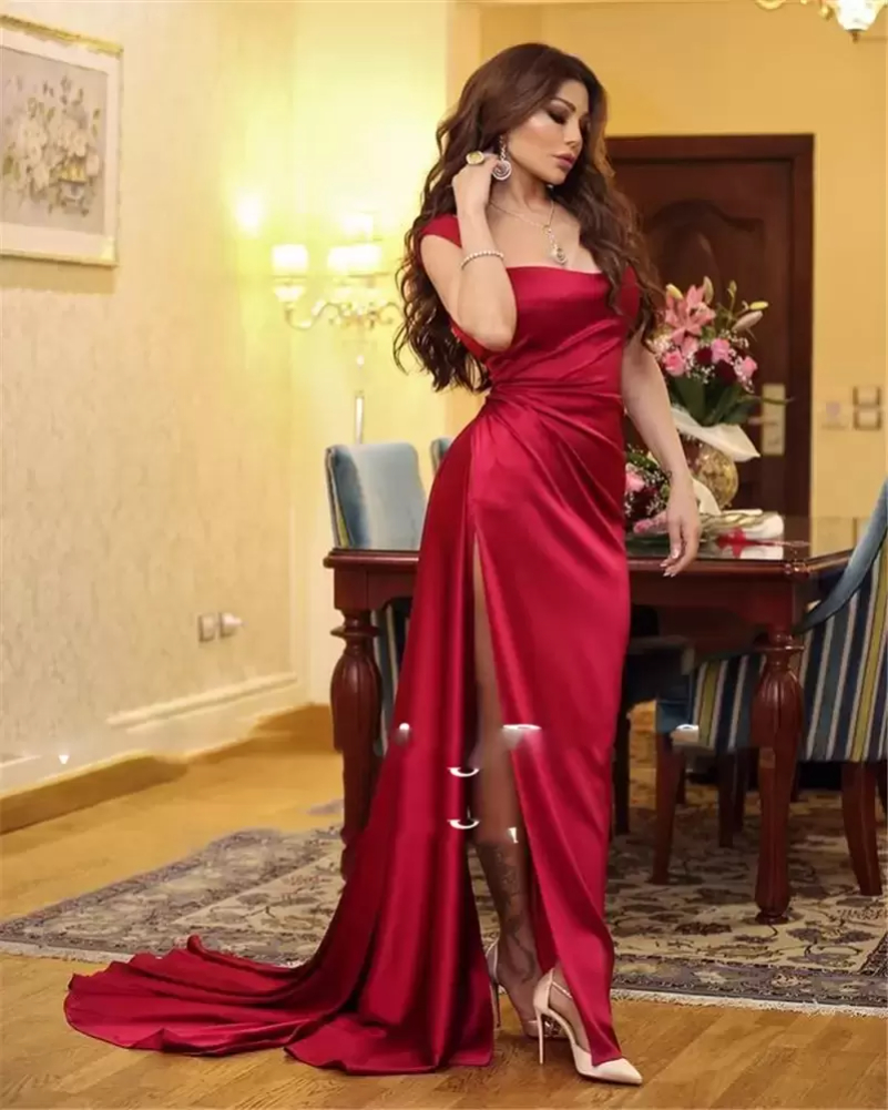 

New Year's Princess Evening Dresses Red Prom Dress Strapless Sleeveless 3D Flowers High Split Tulle A-Line Black Girl Party Gowns Plus Size, Black;red