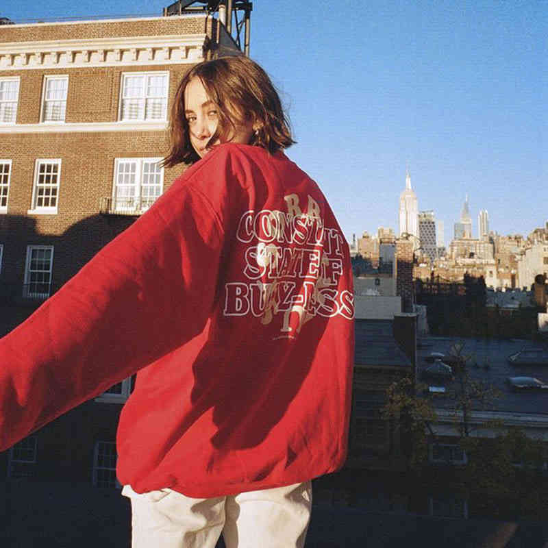 

Women's Hoodies & Sweatshirts Sweater winter Plush thickened hoodless long sleeve female student Korean loose thin ins coat red benmingnian ZM6G