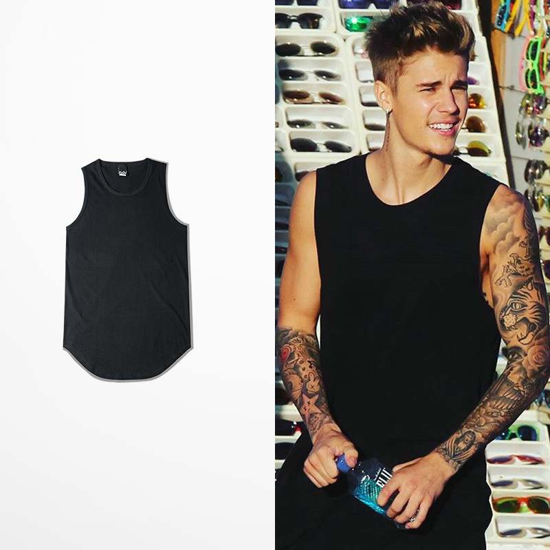 

tee Men's sleeveless shirts Summer cotton tank tops 7 colours Gymnastic shirt Justin bieber tanktops, White;black