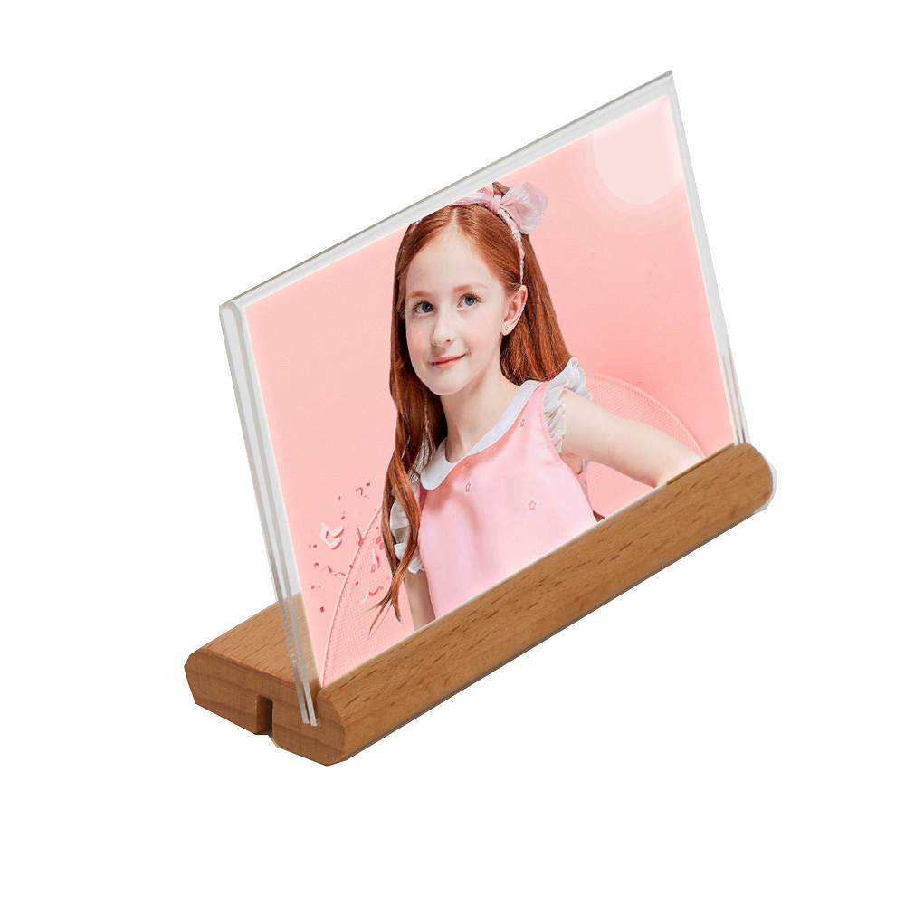 

Wood Base A6 Sign Holder L-shaped Display Stand Picture Frame