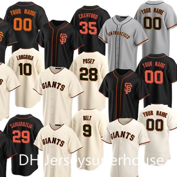 

Custom 35 Brandon Crawford 5 Mike Yastrzemski 28 Buster Posey 8 Hunter Pence 9 Brandon Belt 10 Evan Longoria 22 Will Clark baseball jersey, Blue;black