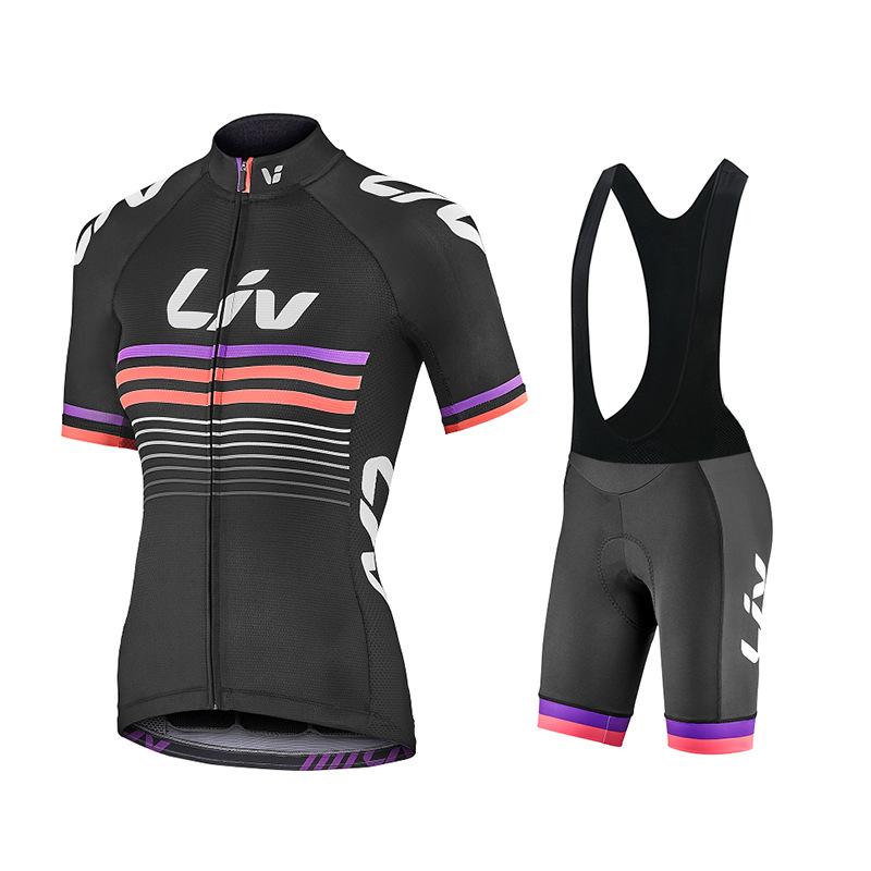 

Women Summer Lycra Cycling Clothing LIV Road Bike Jersey Set BIB Shorts 2021 Bicycle Clothes Female Uniform Kit Suit MTB Dress Racing Sets, Black;blue