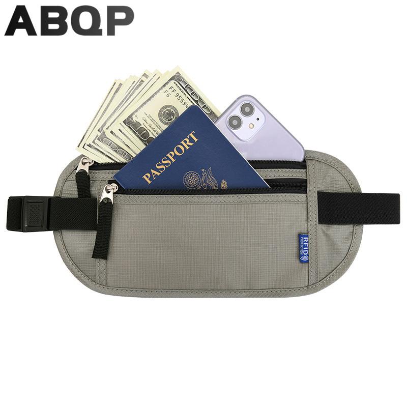 

Waist Bags ABQP Belt For Women Men Large Capacity Nylon RFID Fanny Pack Designers Travel Anti Theft Bag