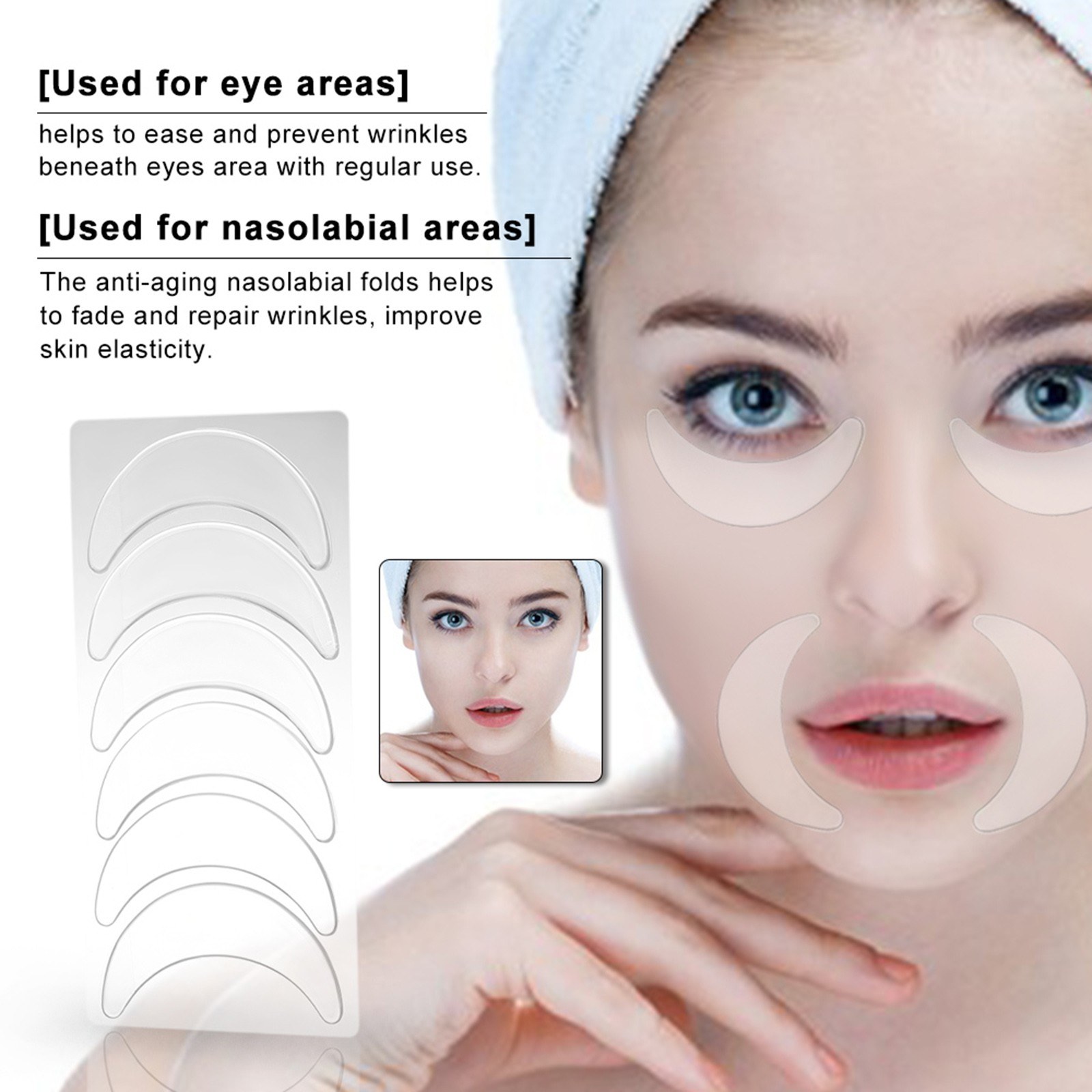 Anti Wrinkle Nasolabial Pad Reusable Silicone Around Lips Stickers Lifting Face Eye Pads Anti-aging Prevent Nasolabial Wrinkle Remover Invisible