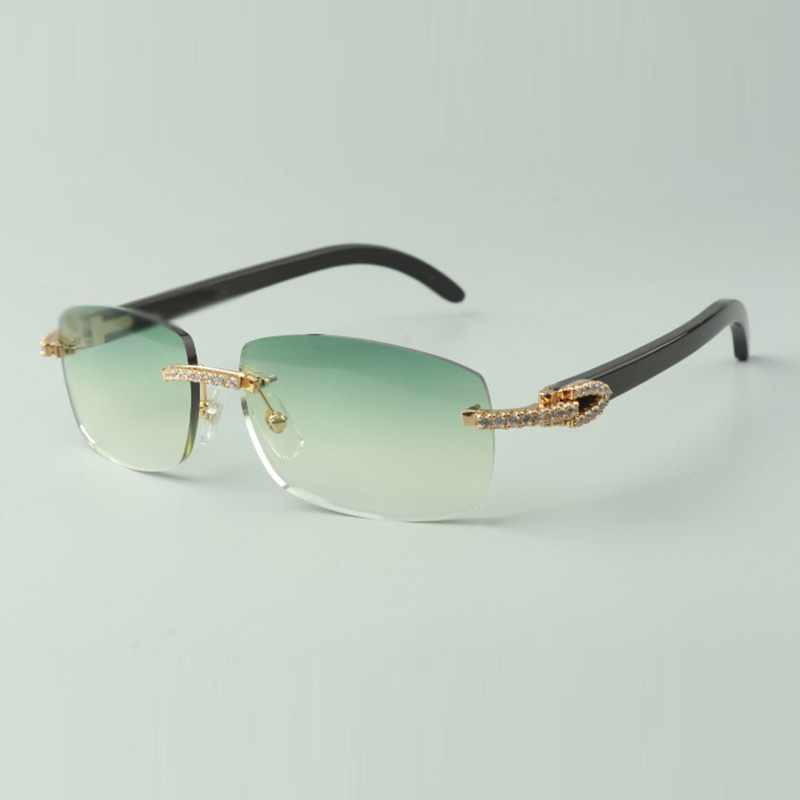 

Direct sales medium diamond sunglasses 3524026 with black buffalo horn temples designer glasses, size: 56-18-140 mm