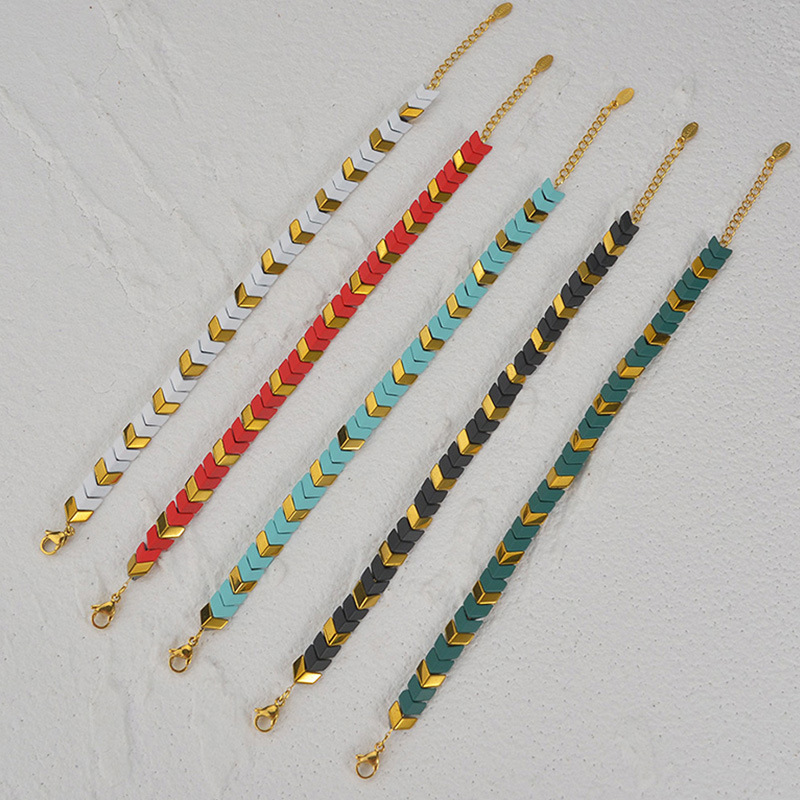 

Fashion Colorful Stainless Steel Chain Bracelet Luxury Womens Brand Jewelry