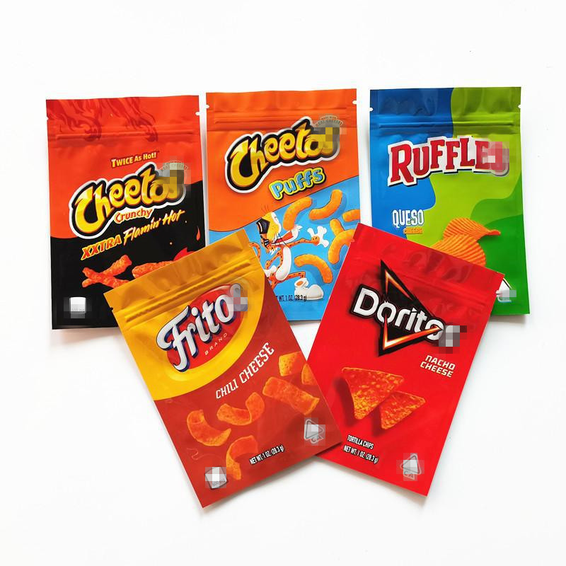

Packaging bags reselable Potato chips medibles sealer baggie 600mg cheetos ruffles fritos DORITOS maylar resealable edibles Crawlers Bag Package
