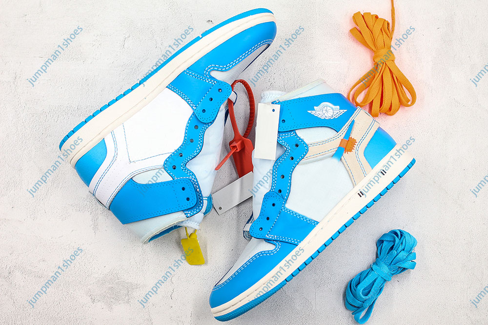 

Top quality OG Jumpman 1 Basketball Shoe Co-designed UNC OW North Carolina Blue Men's Womens Fashion Outdoor Sneakers