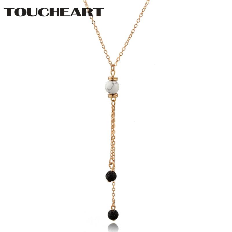 

Pendant Necklaces TOUCHEART Lava Bead Rock Stone Necklaces&Pendants Gold For Women Statement Necklace Charm Jewelry Handmade SNE190010