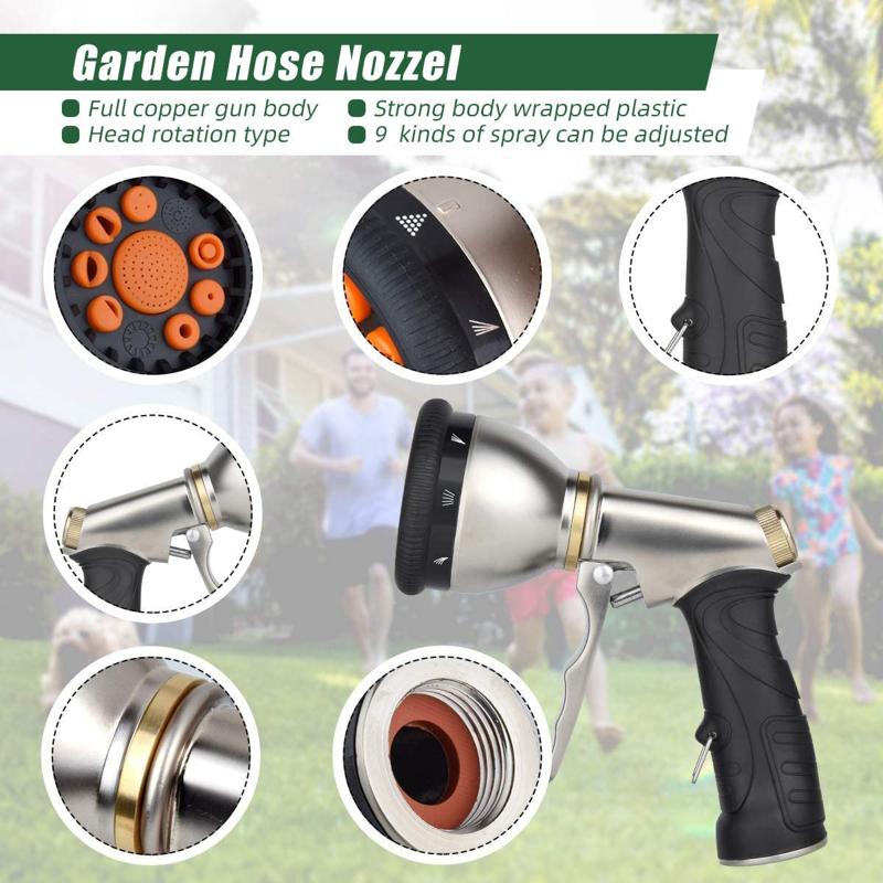 

Watering Equipments Car Cleaning Hose Nozzle Sprinkler High-pressure Water Gun Garden Tool Adjustable 1 Pcs 9 Functions Metal System, Gold eu plug