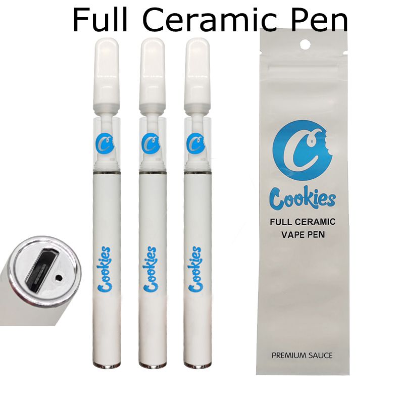 

0.5ml 1.0ml Disposable vape pen E cigarettes Cookies Full Ceramic Vaporizer Pen Rechargeable 290mah battery Empty Cartridges Retail Bags Package