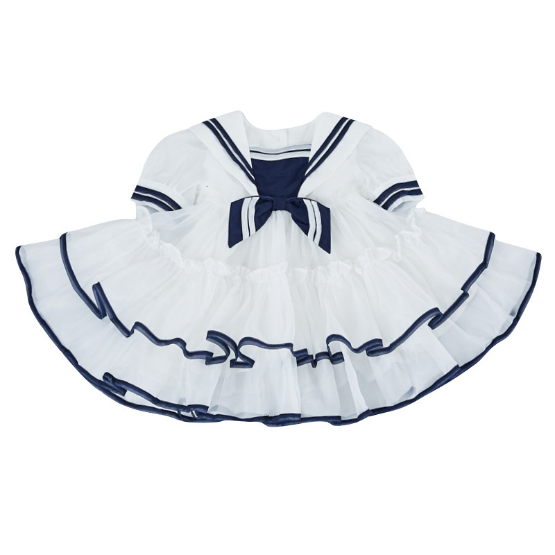 Girls&#039; dresses Children Spanish Boutique Girl Baby Designer es Toddler Girls Navy Style Frocks Infant Birthday Party Vestidos-image-673009820
