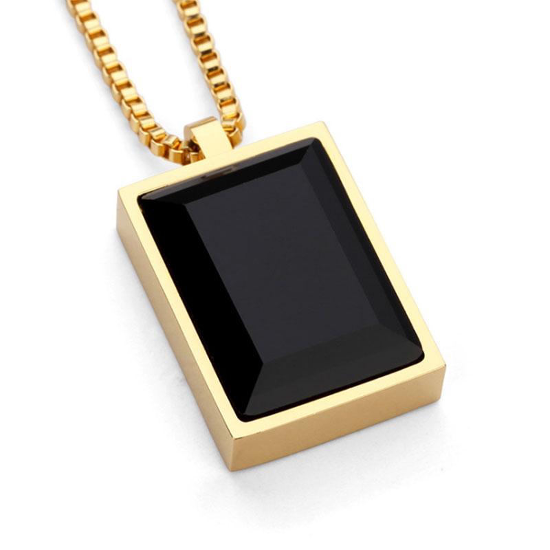 Pendant Necklaces Square Stainless Steel Necklace Titanium Jewelry Hiphop Style Cloth Accessories-image-697624008