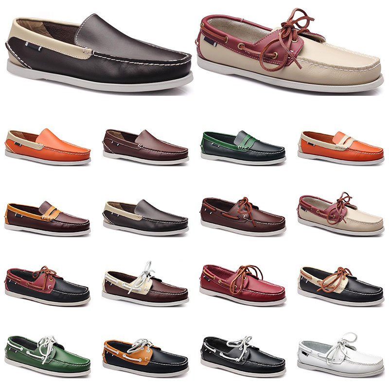 

Womens sneakers Sailing shoe mens casual leather shoes black white red green orange brown outdoor trainers size 38-45 ninety two, 14