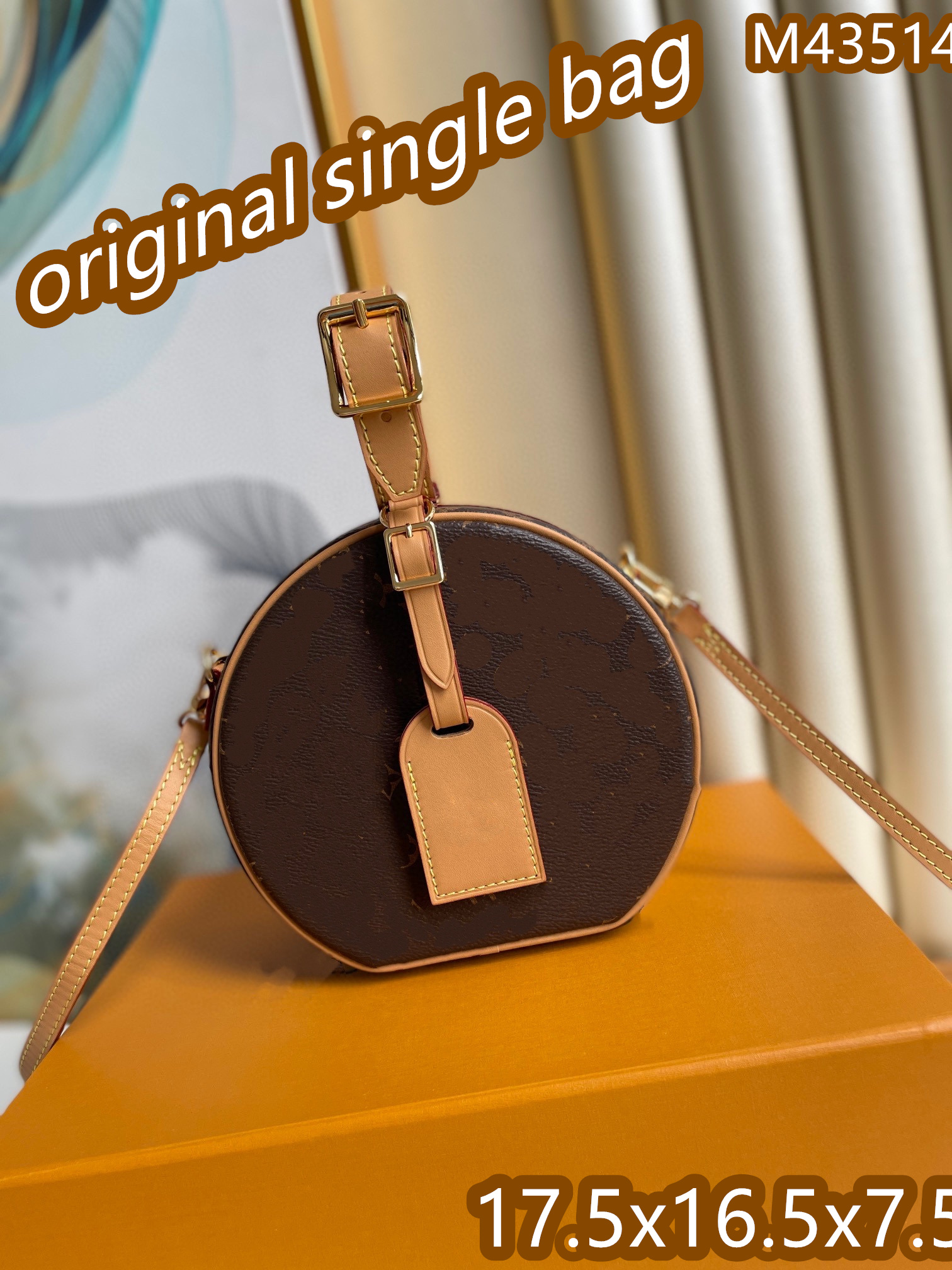 

1.v 5A+ Bag M43514 Leather Luxury Designer Canvas Fashion Bag Soft canvas bag with natural leather trim 17.5x16.5x7.5cm gold metal trim, As shown