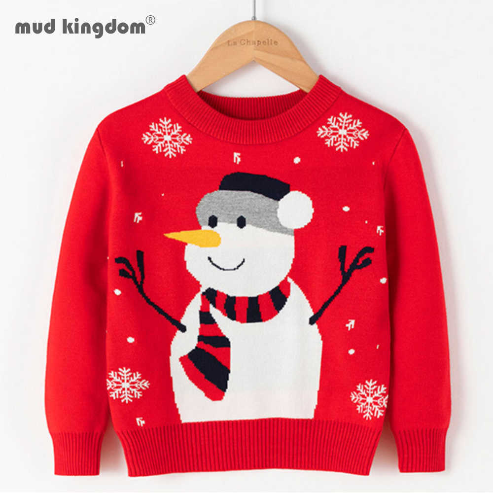 

Mudkingdom Girls Sweaters Autumn Winter Fashion Long Sleeve Tops Cute Christmas-Elk Snowman Knit Clothes 210615, Navy blue deer