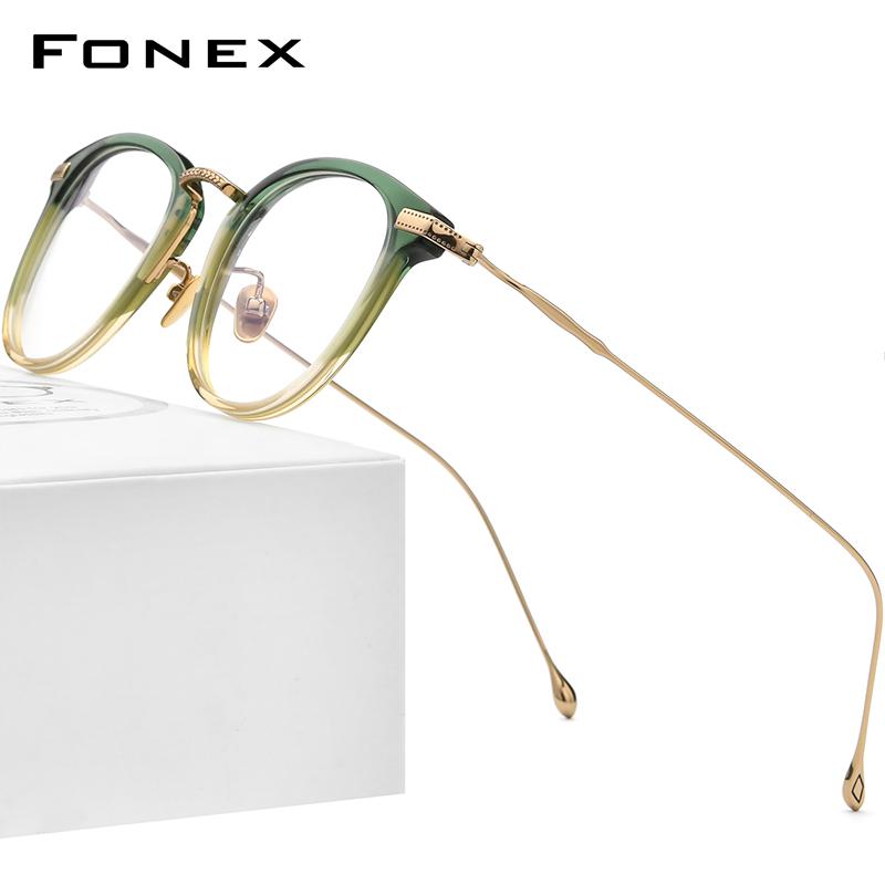 

Fashion Sunglasses Frames FONEX Acetate Titanium Eyeglasses Frame Men 2021 Retro Square Prescription Glasses Women Optical Spectacles Eyewea