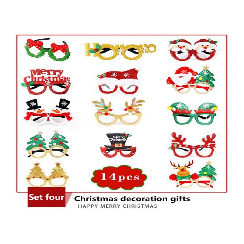 

Christmas Decorations 6/9/12/14PCS Glasses Frame Adult Kids Gift Santa Snowman Year Xmas Decor