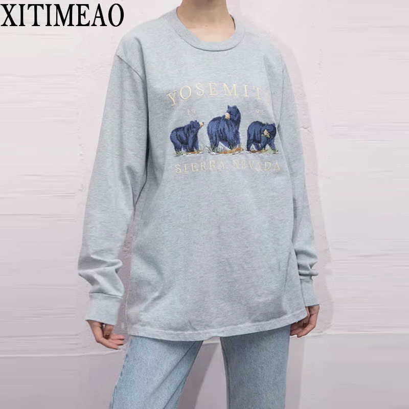 

Oversize girls embroidery blue sweatshirts autumn fashion ladies elegant loose pullovers female cute sweatshirt women chic 210602, As picture